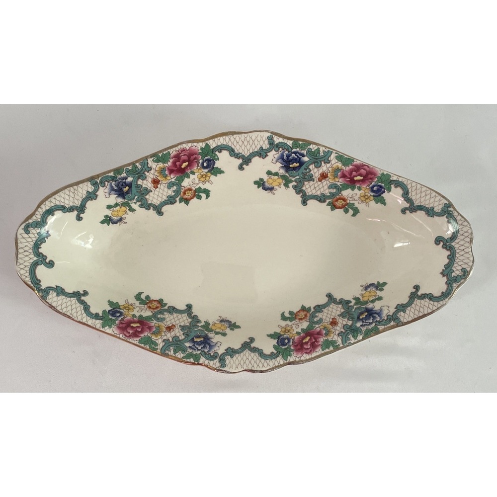 Vintage Royal Cauldon Victoria Pickle Vegetable Side Dish 9-5/8" x 5-1/2" Floral